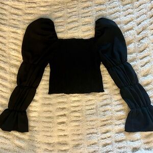 Black Puff Sleeve Top